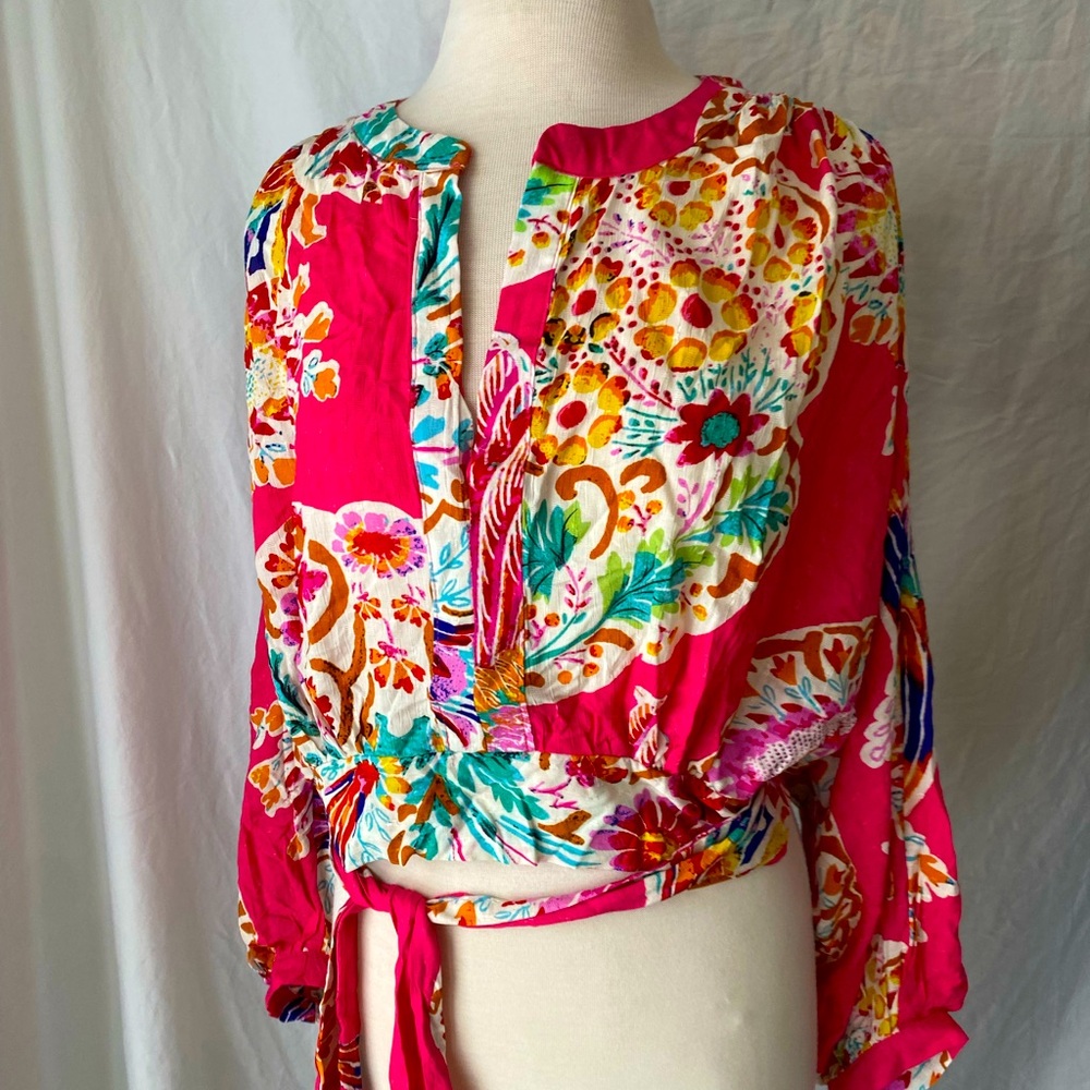 Rachel Zoe, floral print blouse, pink and yellows extra large new with tags